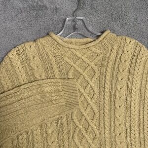 J Crew Roll Neck Sweater Womens L Cable Knit Pullover Jumper Chunky Fisherman